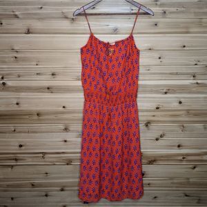 Tory Burch Orange Floral Smocked Silk Dress Size 6